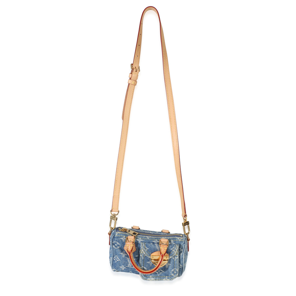 Louis Vuitton Blue Monogram Denim Nano Speedy - Picture 6 of 8